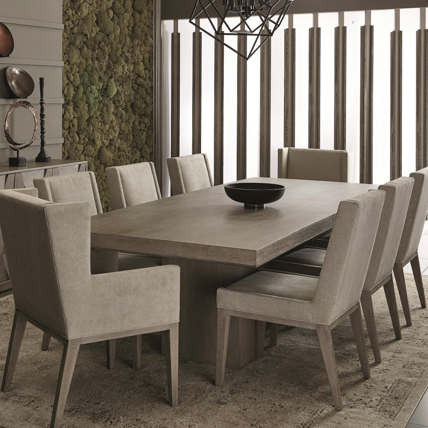 Bernhardt Linea Collection Upholstered Dining Armchair ~ Cerused Greige Finish - Image 2