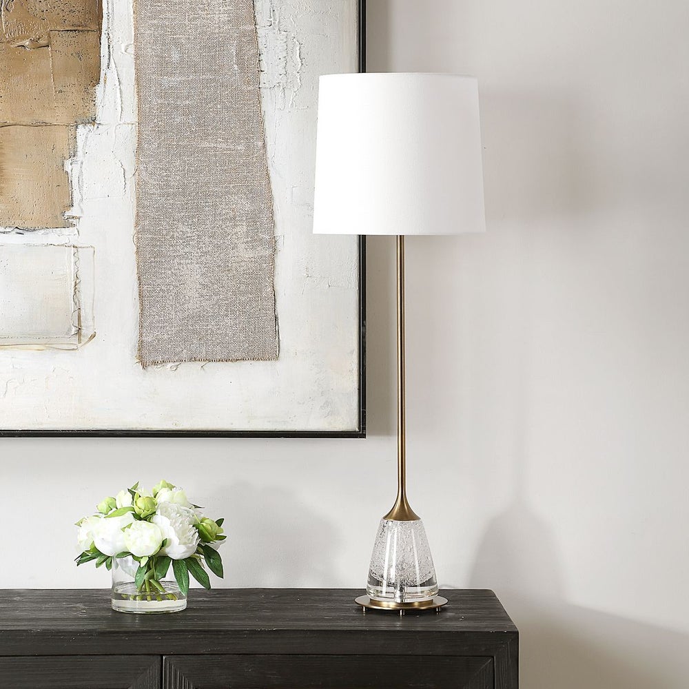 Uttermost Alistair Antique Brass with Glass Based Buffet Lamp - Image 1