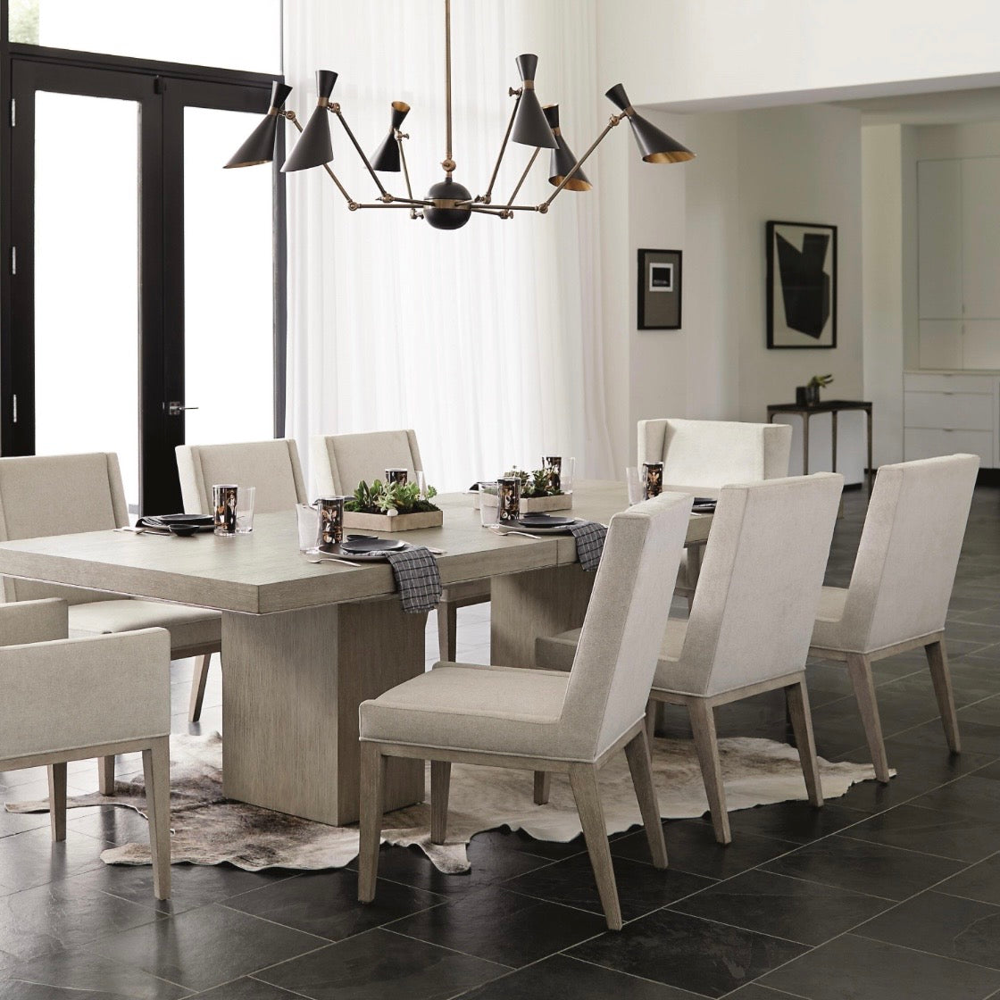 Bernhardt Linea Collection Upholstered Dining Side Chair ~ Cerused Charcoal Finish - Image 3