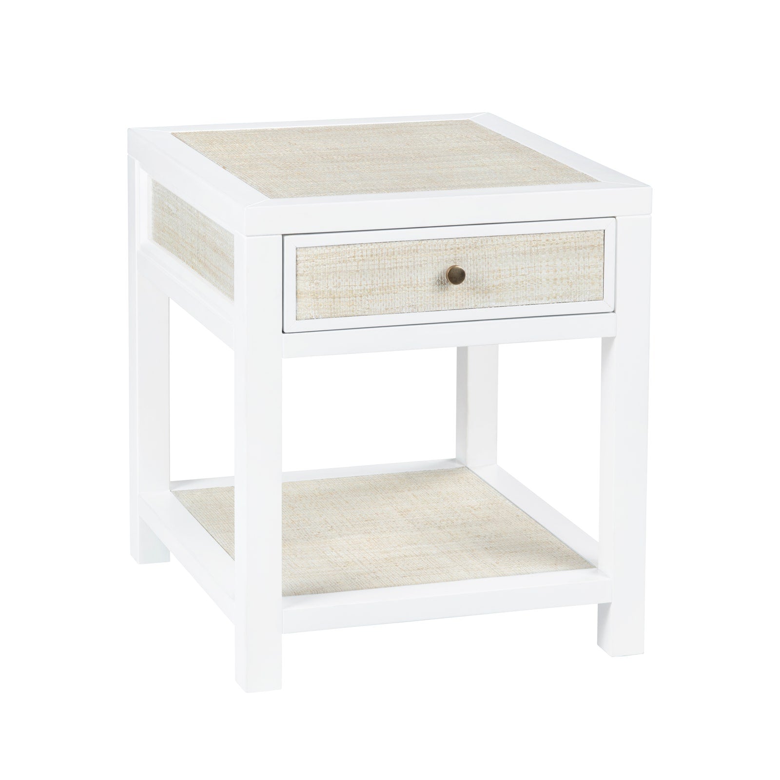 Crestview Collection Sandy Shores White Wood and Rattan End Table - Image 3