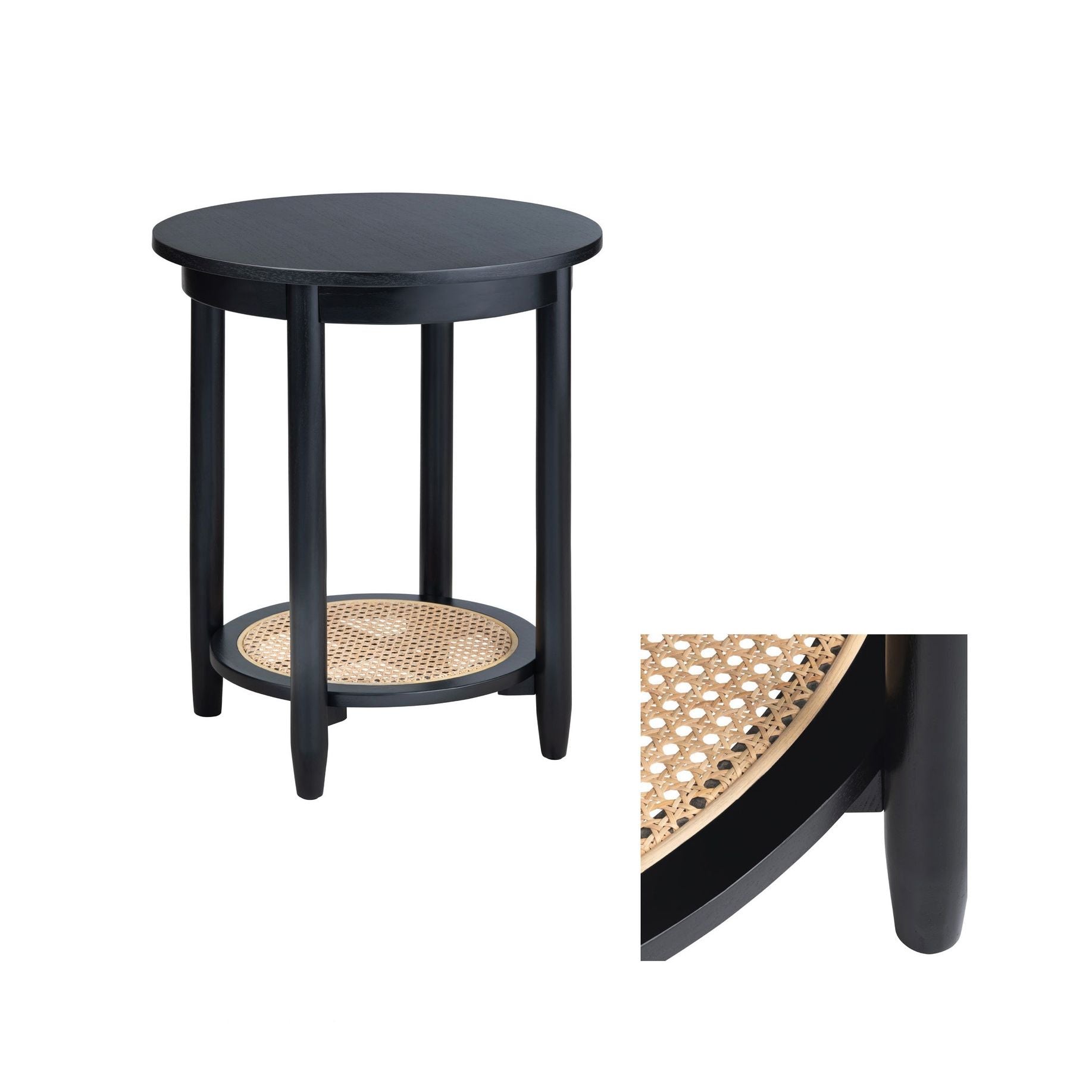 Crestview Collection Port Royal Black and Rattan End Table - Image 3