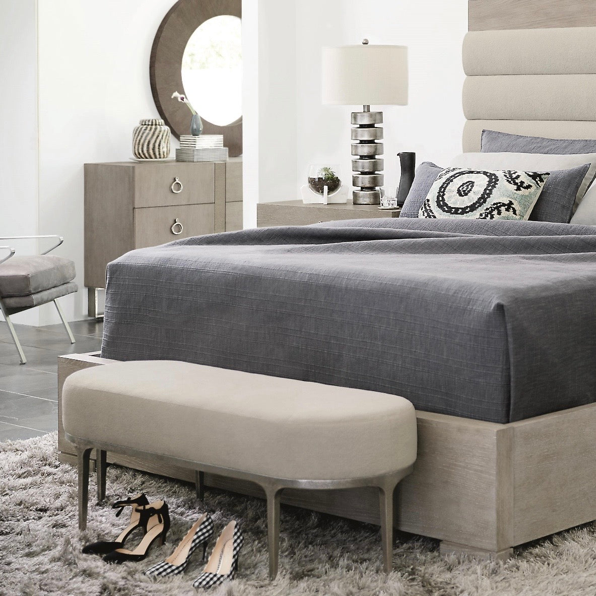 Bernhardt Linea Collection Unholstered Bench ~ Textured Graphite Base - Image 2