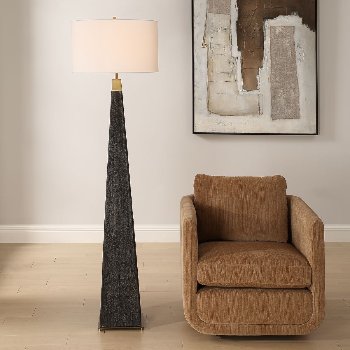 Uttermost Lathey Burned Wood Floor Lamp - Image 3