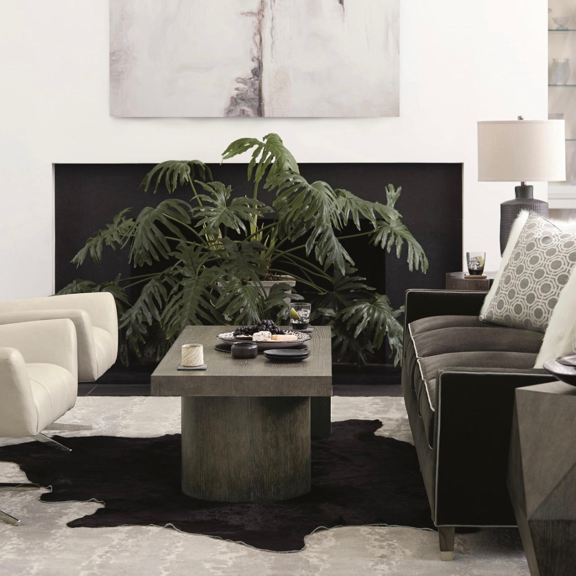 Bernhardt Linea Collection Rectangular Cocktail Table ~ Cerused Charcoal Finish - Image 2