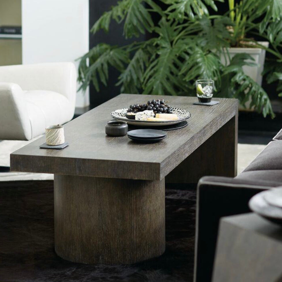 Bernhardt Linea Collection Rectangular Cocktail Table ~ Cerused Charcoal Finish