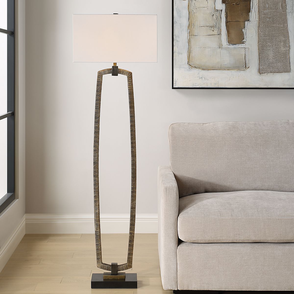 Uttermost Relic Deeply Antique Gold Finish Floor Lamp - Image 1