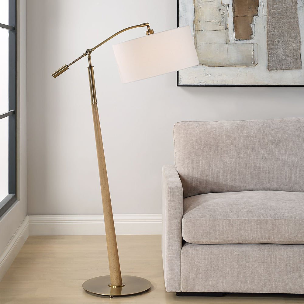 Uttermost Kennett Tapered Wooden Base Floor Lamp - Image 1