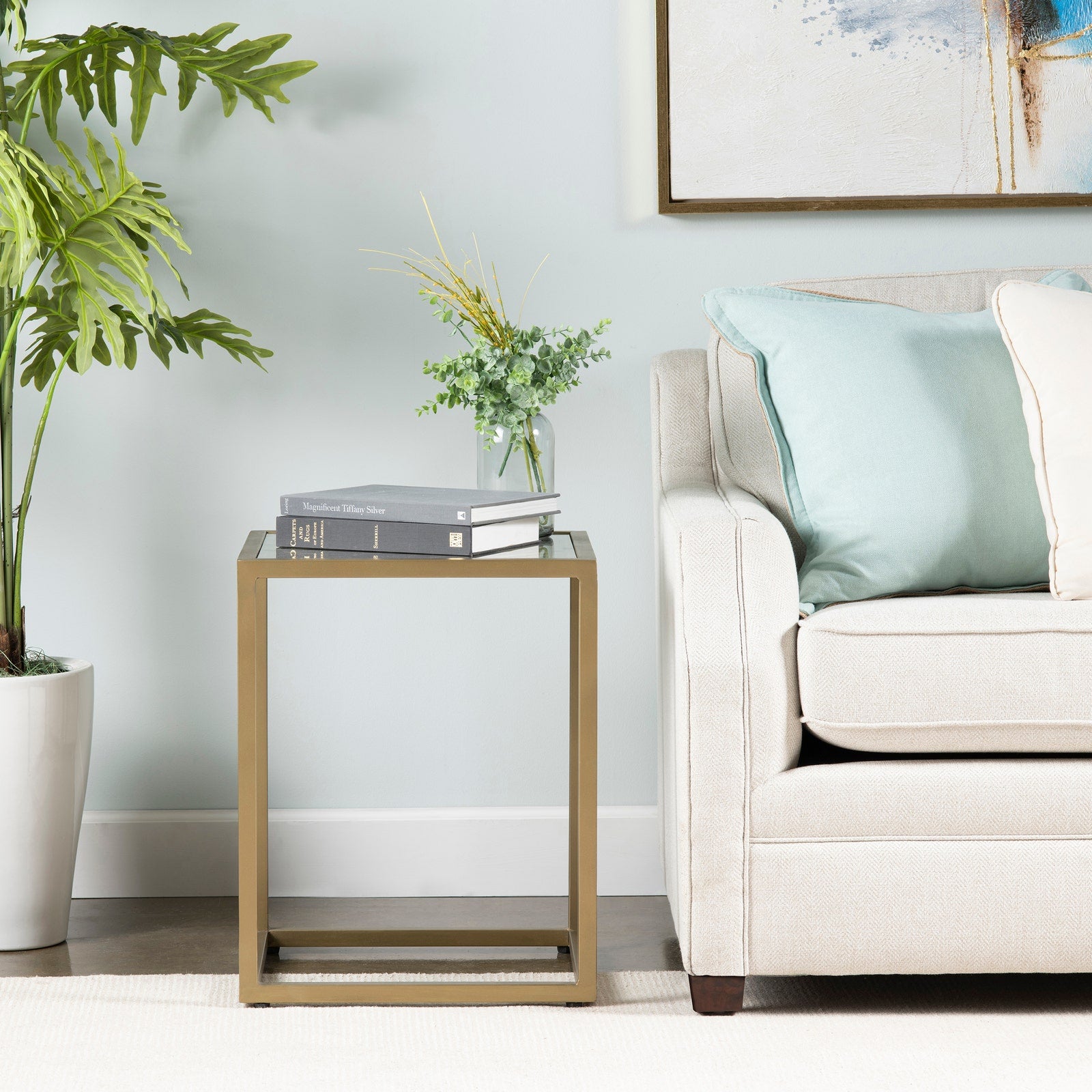 Crestview Collection Christian Square Iron And Glass End Table - Image 2