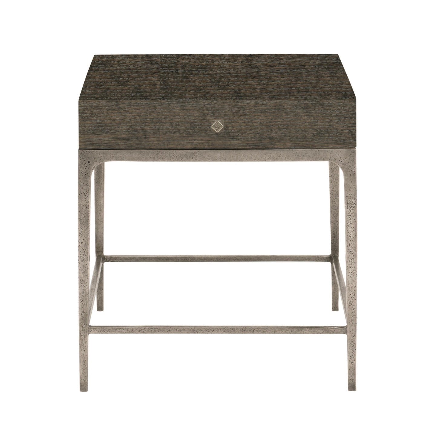Bernhardt Linea Collection Side Table ~ Cerused Charcoal Finish With Textured Graphite Base - Image 1