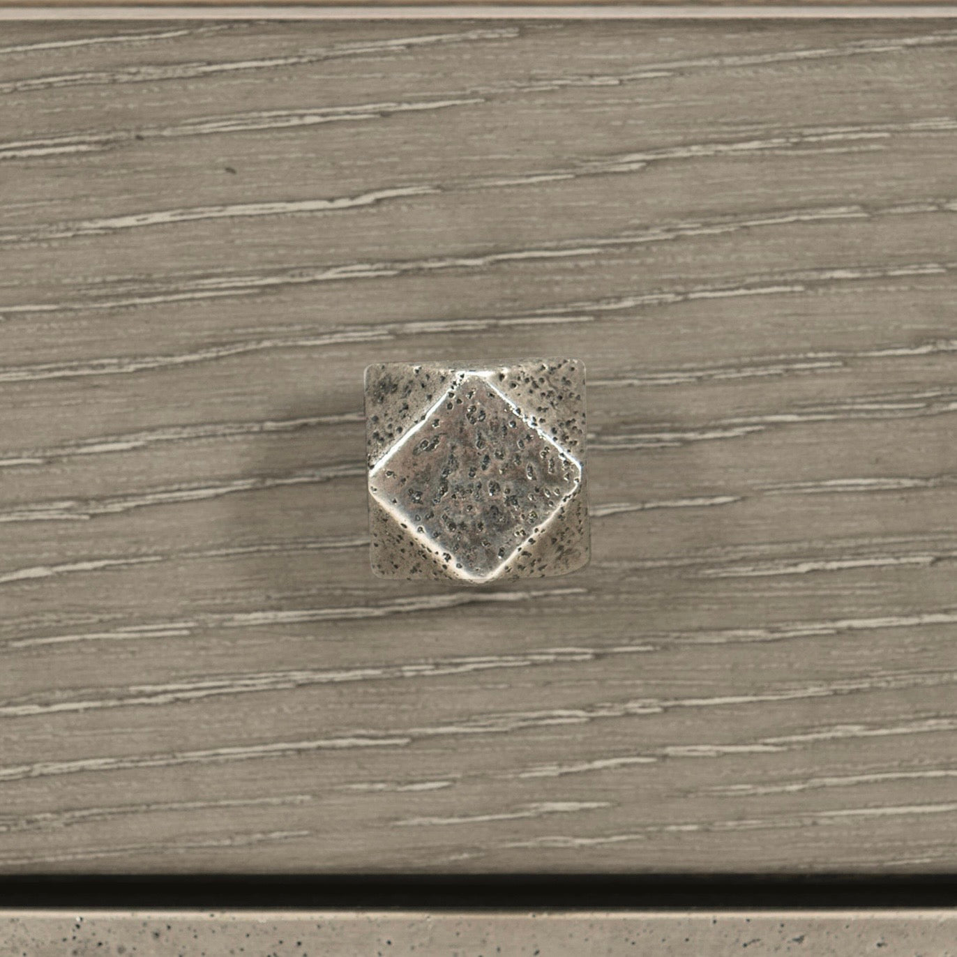 Bernhardt Linea Collection Side Table ~ Cerused Greige Finish With Textured Graphite Base - Image 2