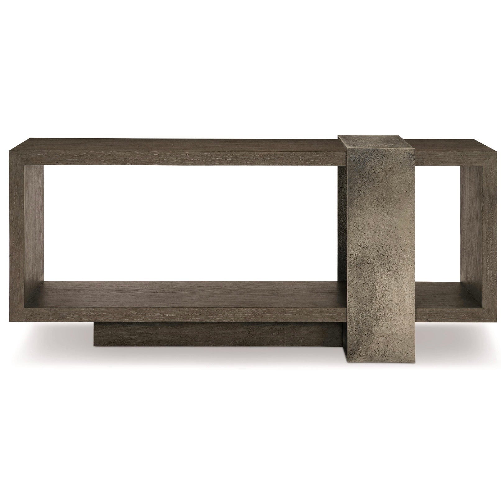 Bernhardt Linea Collection Console Table ~ Cerused Charcoal Finish With Textured Graphite - Image 2