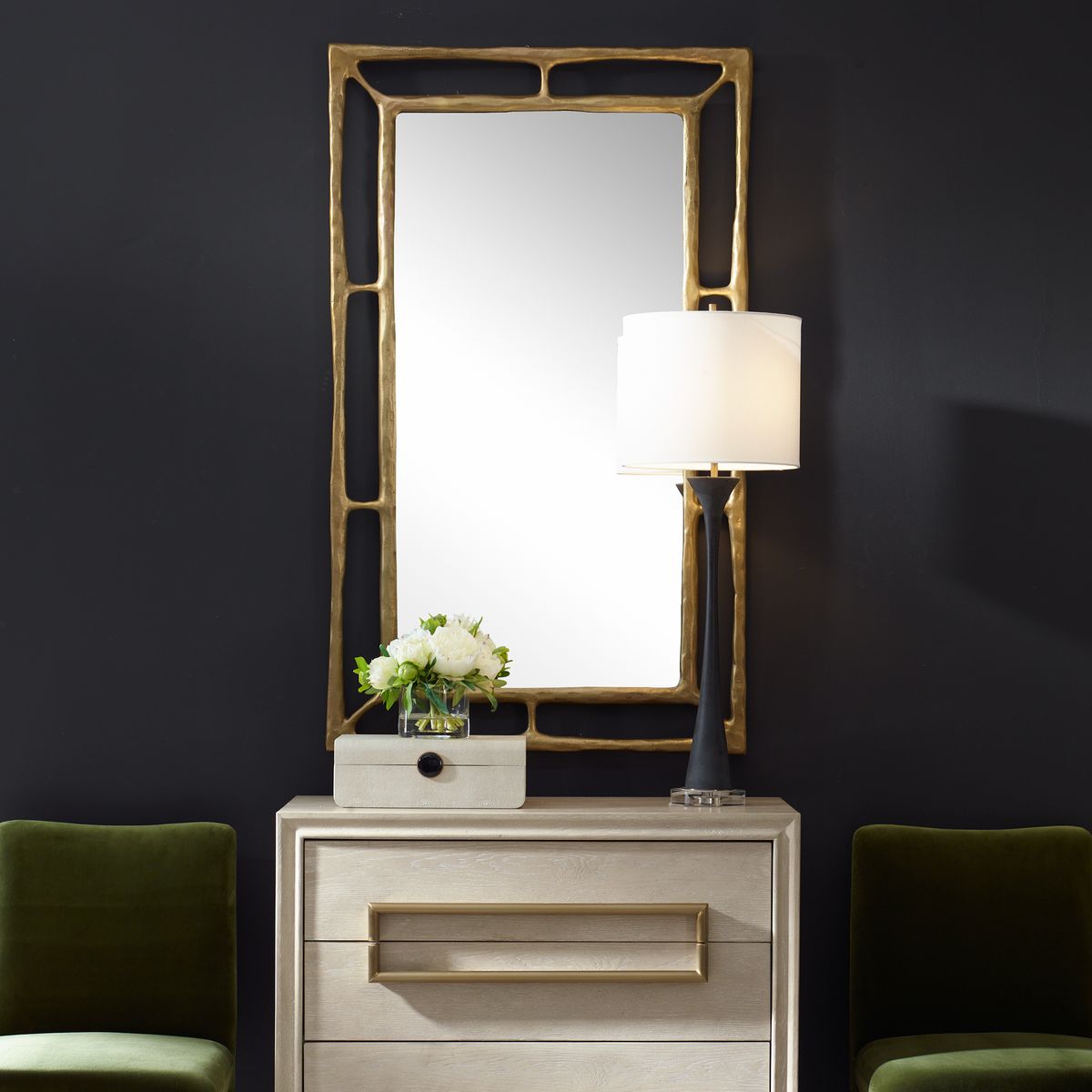 Uttermost Felix Antiqued Brass Rectangle Mirror - Image 1