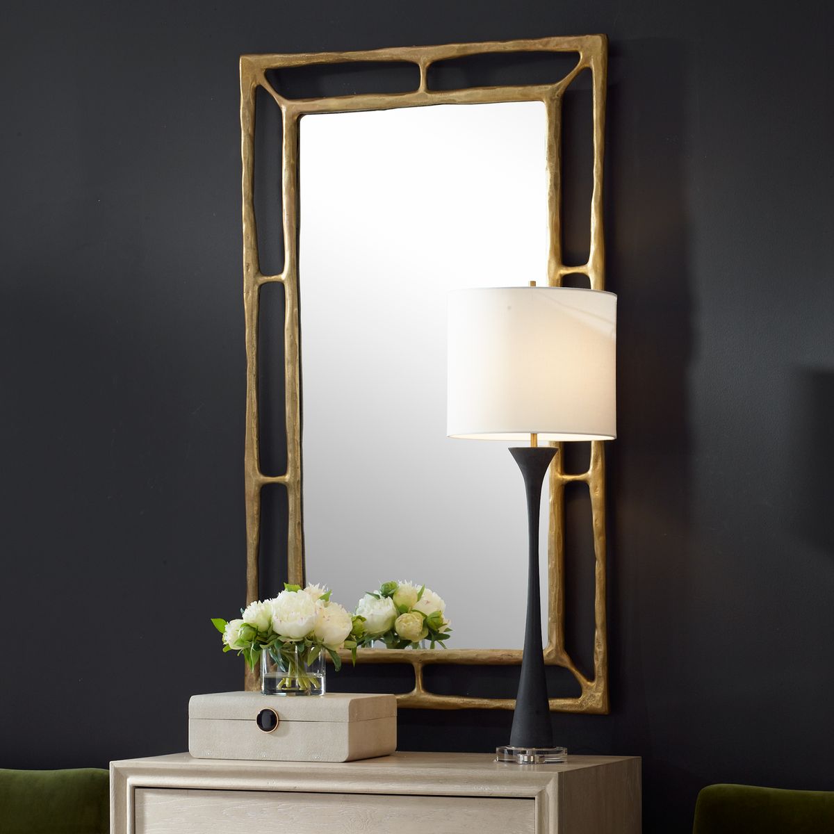 Uttermost Felix Antiqued Brass Rectangle Mirror - Image 3