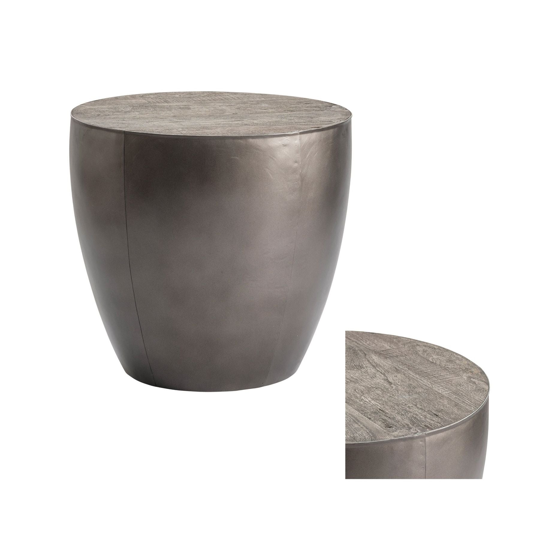 Crestview Collection Darlington Dark Gray Drum Base End Table - Image 2