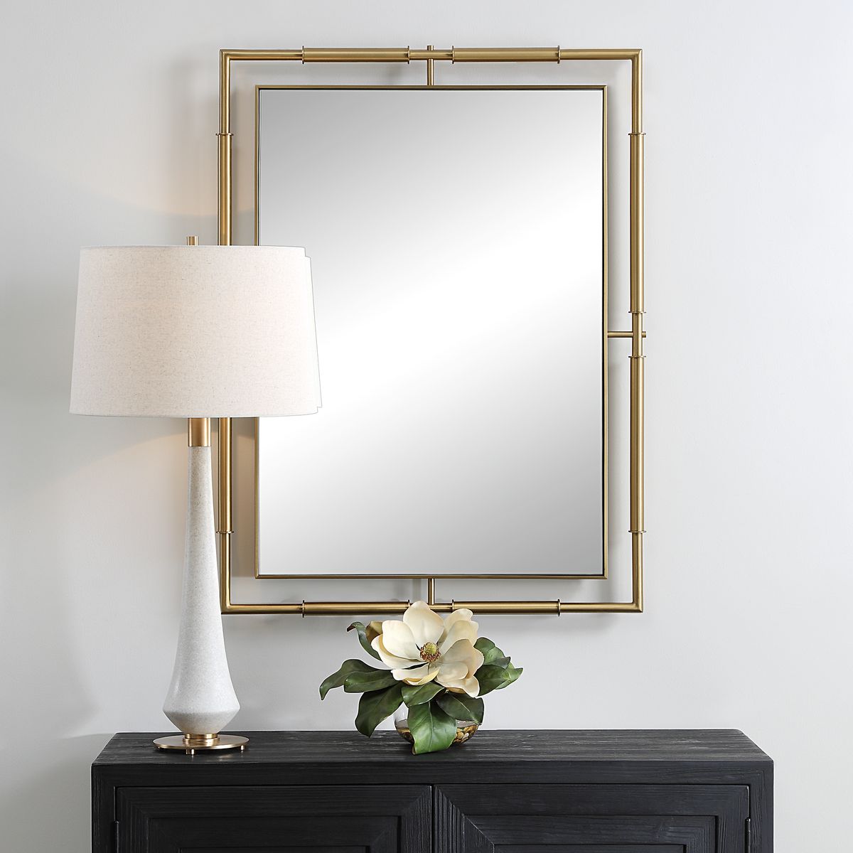 Uttermost It’s All Connected Brass Rectangle Mirror - Image 1