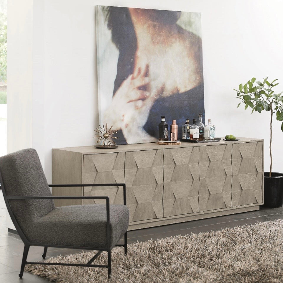 Bernhardt Linea Collection Entertainment Credenza ~ Cerused Greige Finish