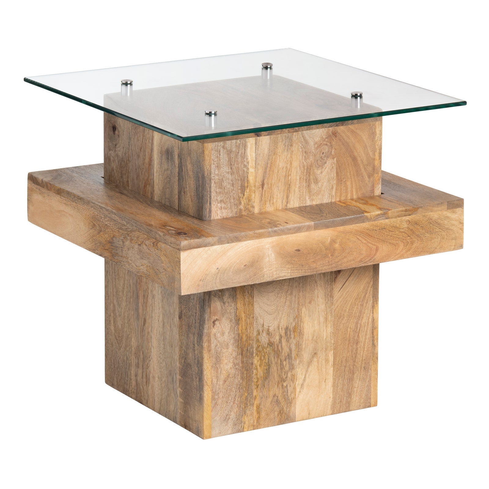 Crestview Collection Monaco Glass and Mango Wood End Table - Image 2