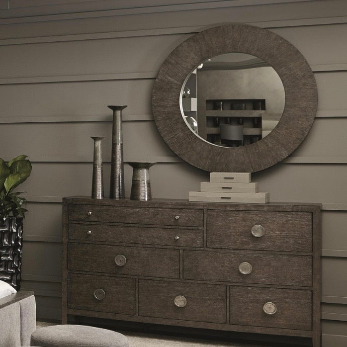 Bernhardt Linea Collection Round Mirror ~ Cerused Charcoal Finish - Image 2