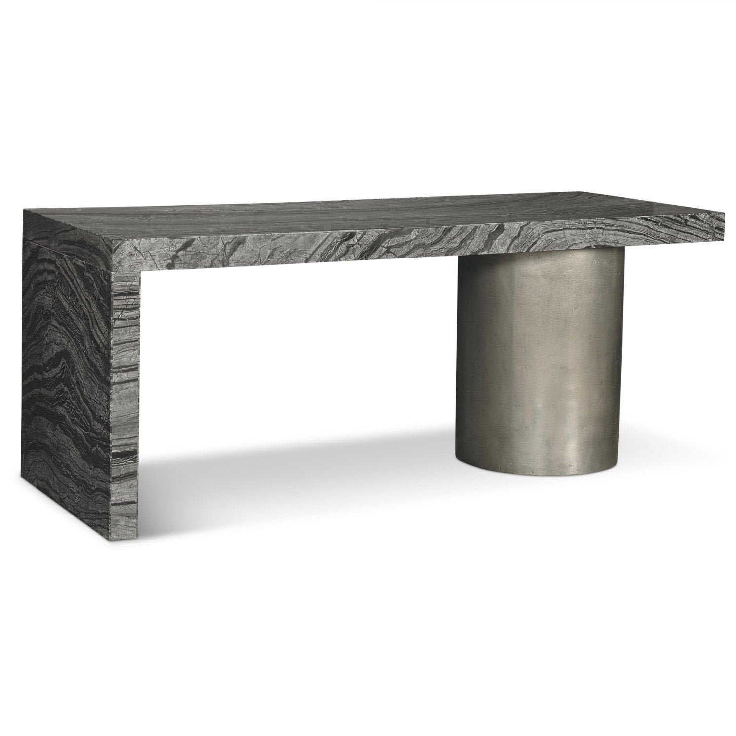 Bernhardt Linea Collection Desk ~ Black Forest Marble Top with Textured Graphite Base - Image 3