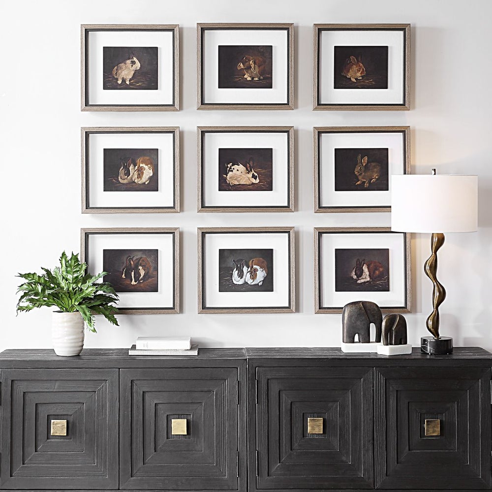 Uttermost Resting Bunny Framed Prints Set Of Nine - Image 1