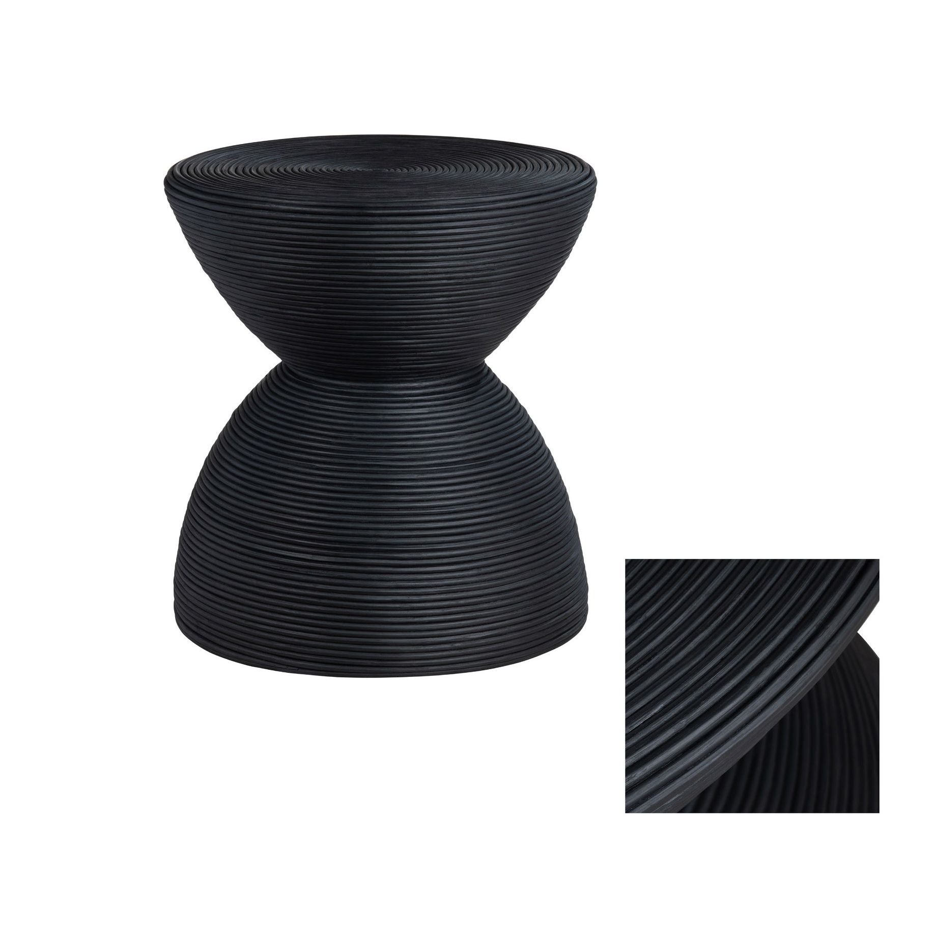 Crestview Collection Bengali Matte Black Rattan End Table - Image 3