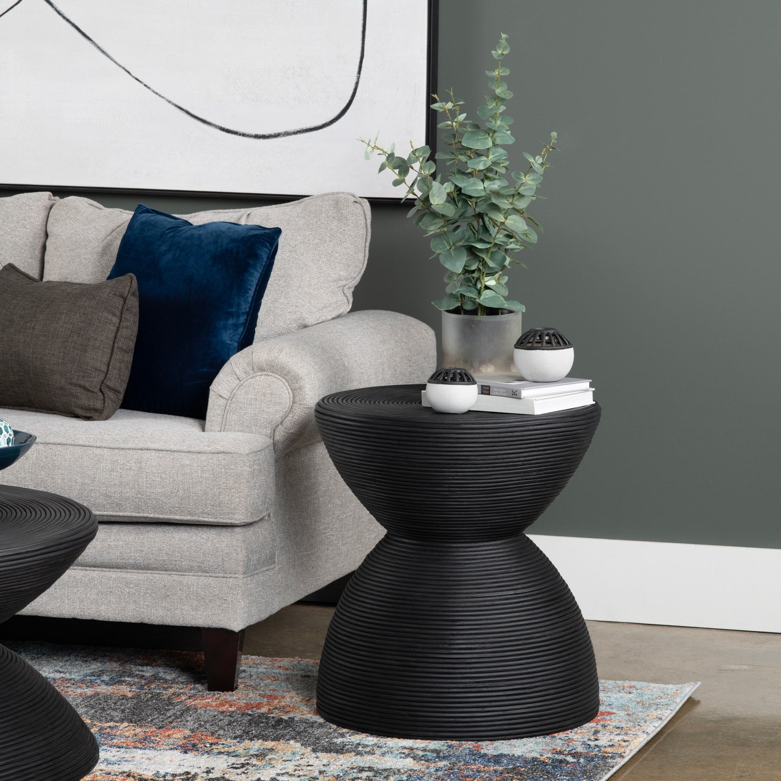 Crestview Collection Bengali Matte Black Rattan End Table - Image 1