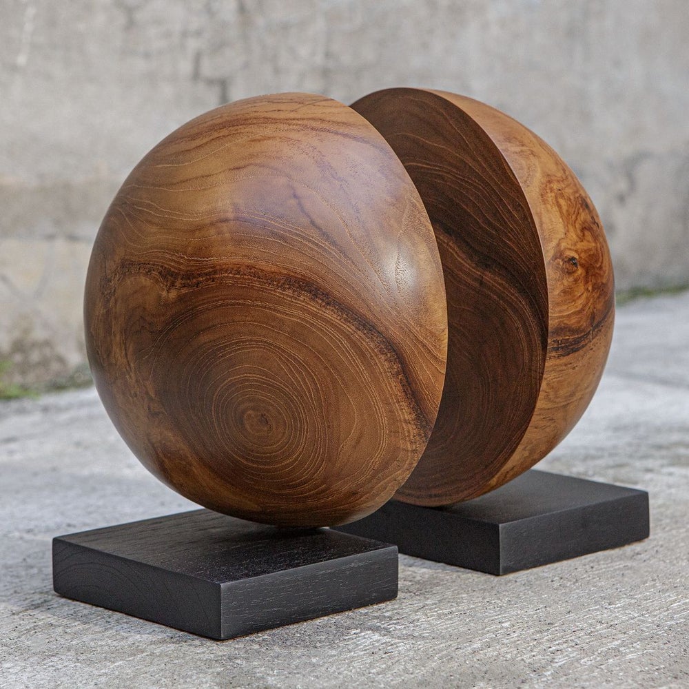 Uttermost Teak And Noir Set Of Two Bookends - Image 1