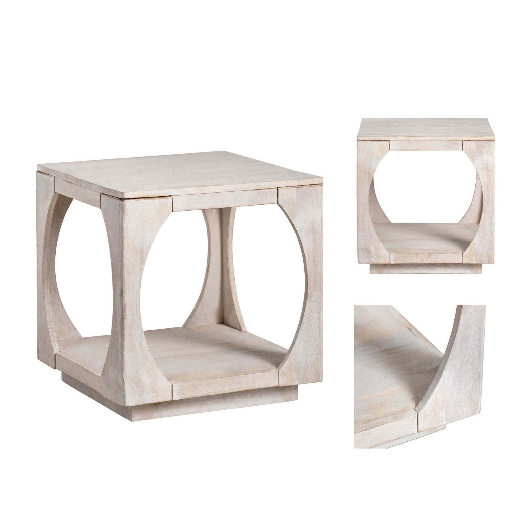 Crestview Collection Apollo Whitewashed Mango Wood End Table - Image 3
