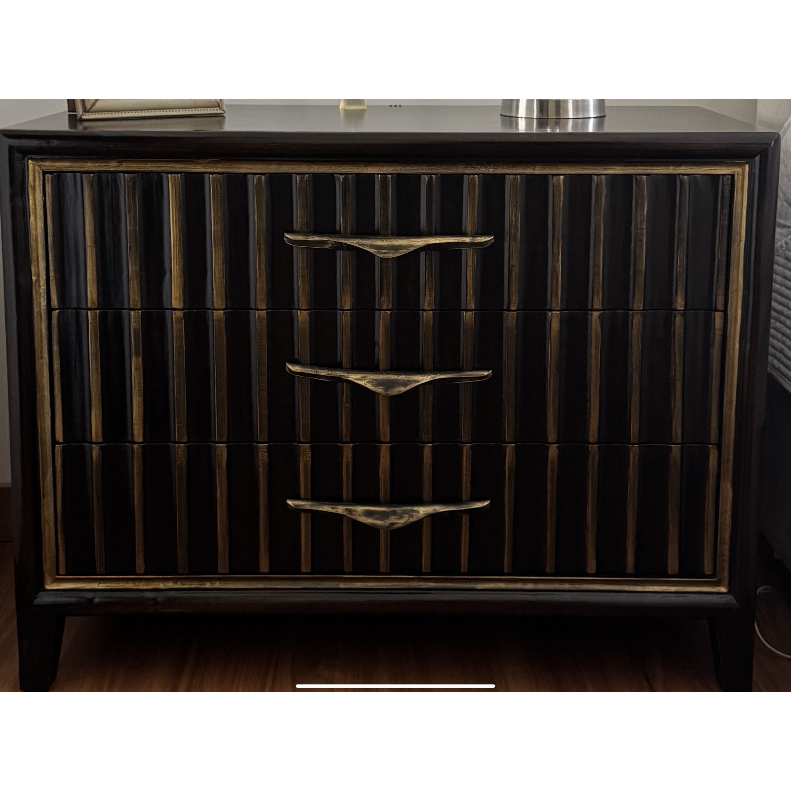 Casa Bonita Custom Malibu Nightstand - Black & Gold - Image 1
