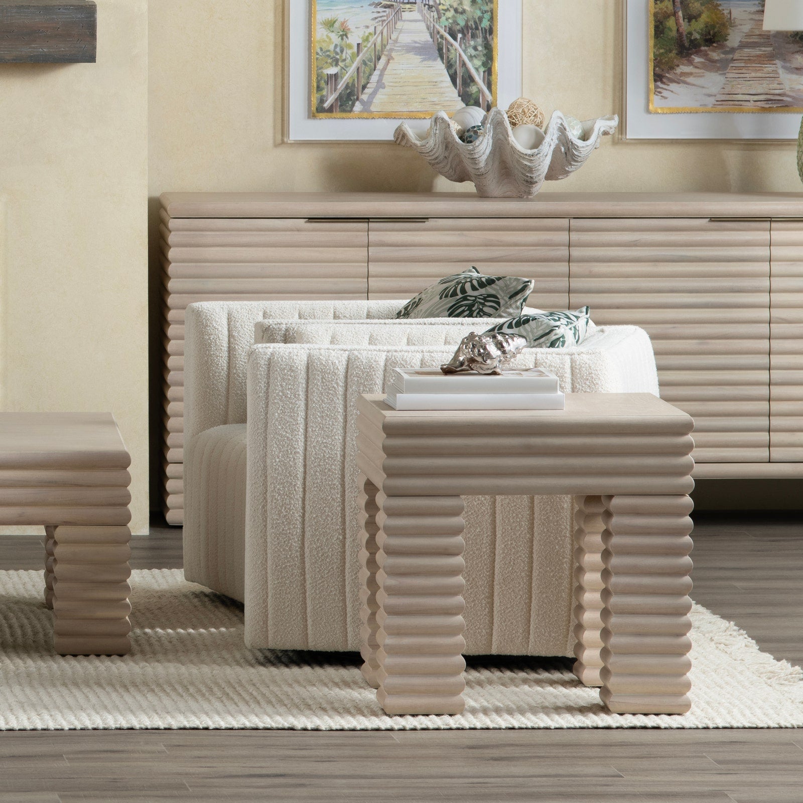 Crestview Collection Piper Fluted Wood End Table - Image 1