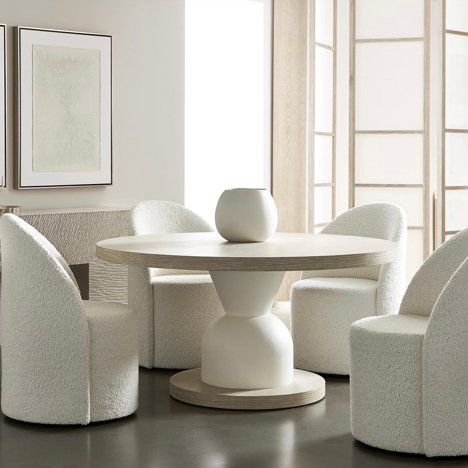 Bernhardt Solaria Collection Upholstered Dining Armchair With Casters - Image 3