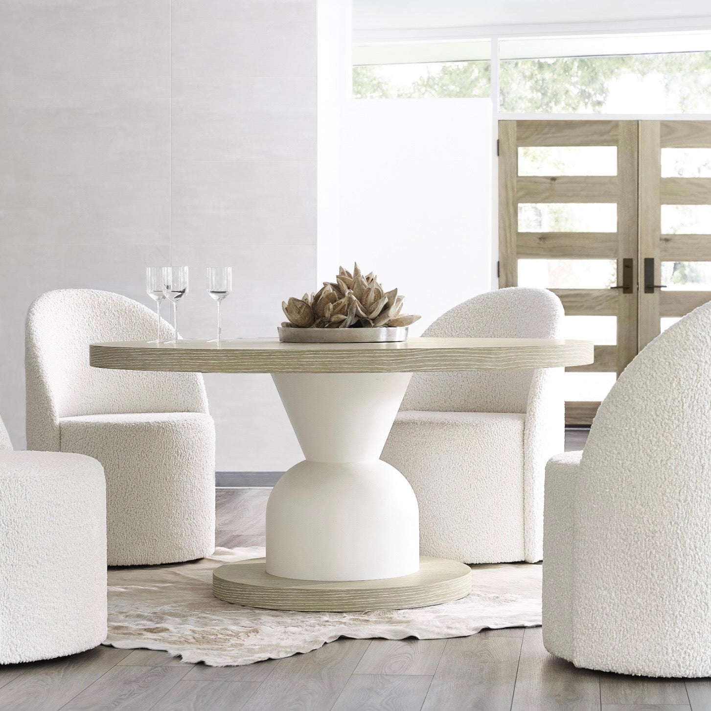 Bernhardt Solaria Collection Upholstered Dining Armchair With Casters - Image 2