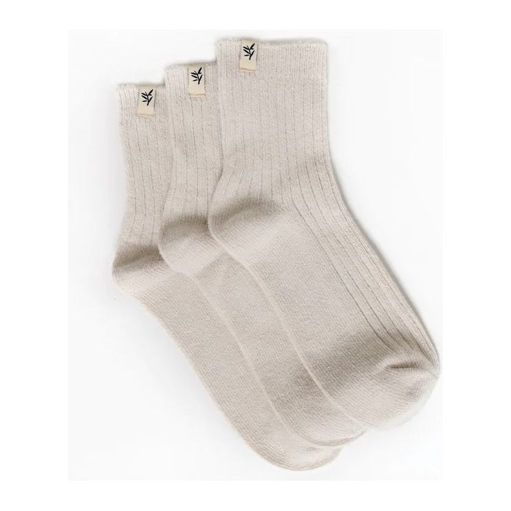 Cozy Earth The Plush Modern Crew Sock ~ Set of 3 Creme Socks