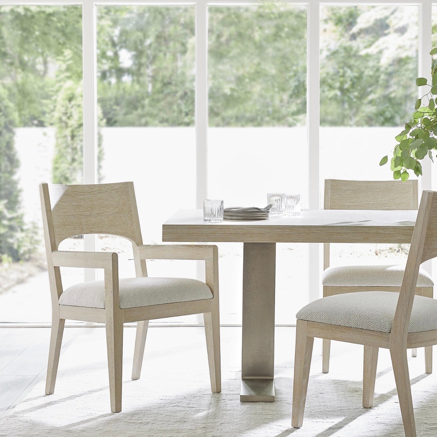 Bernhardt Solaria Collection Dining Armchair ~ Dune Finish with Upholstered Seat - Image 1