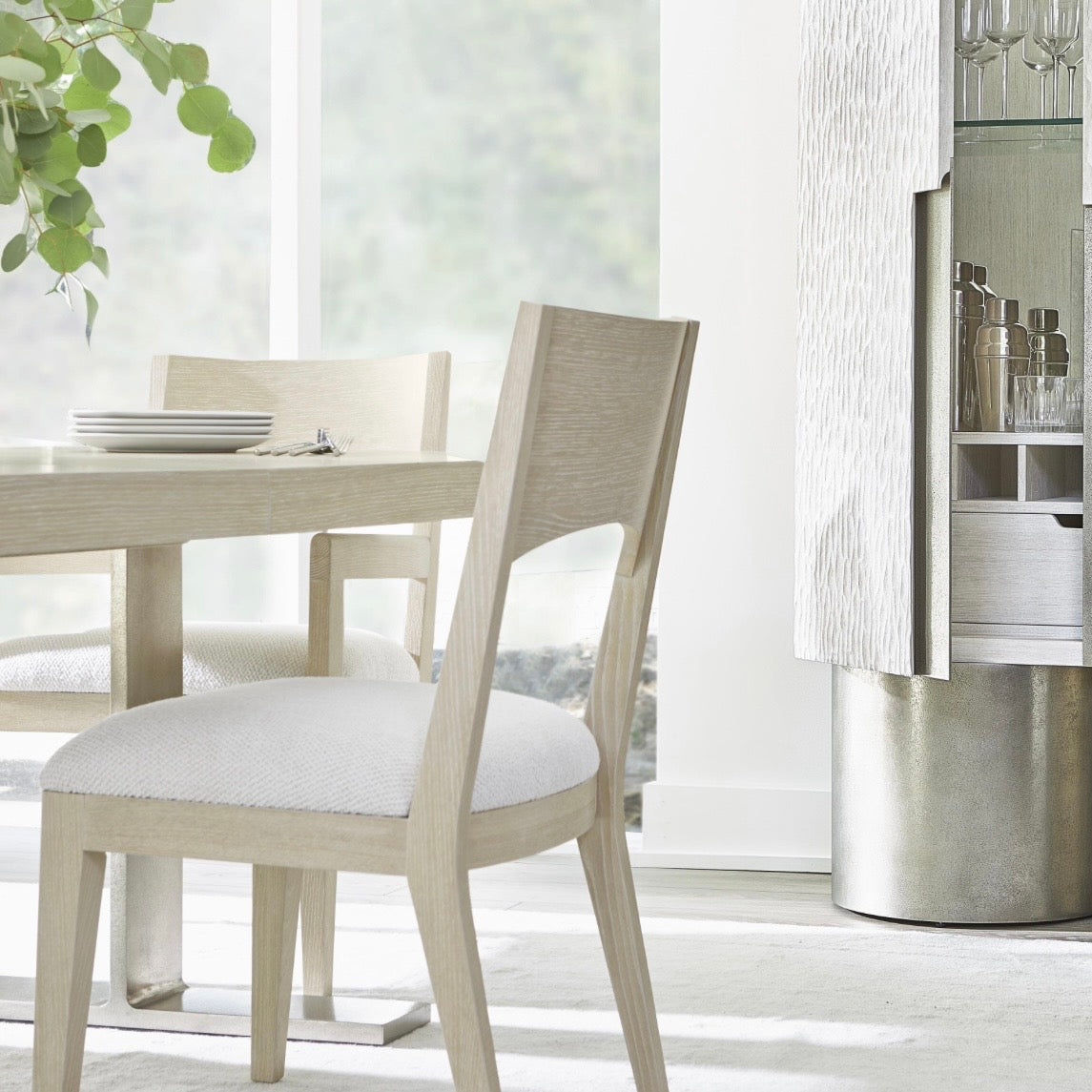Bernhardt Solaria Collection Dining Side Chair ~ Dune Finish with Upholstered Seat - Image 1