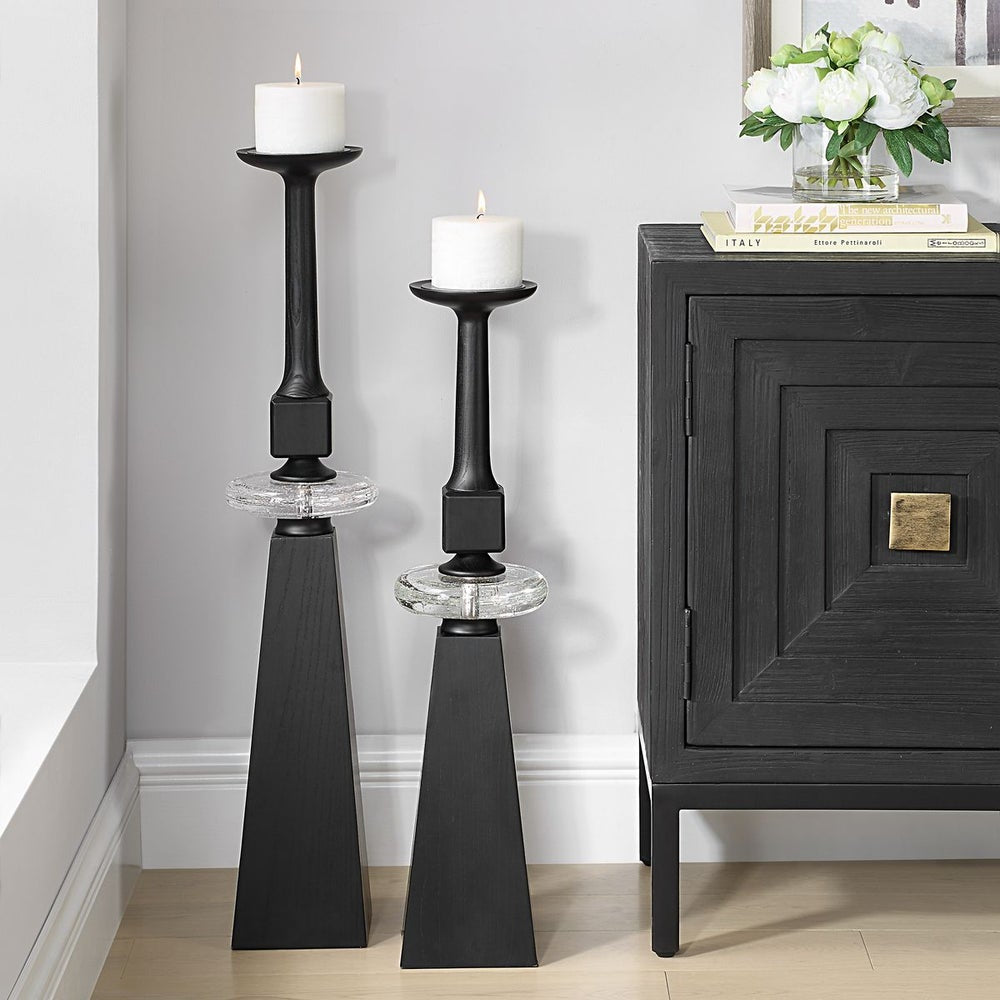 Uttermost Ebon Glow Candleholders Set Of Two - Image 1