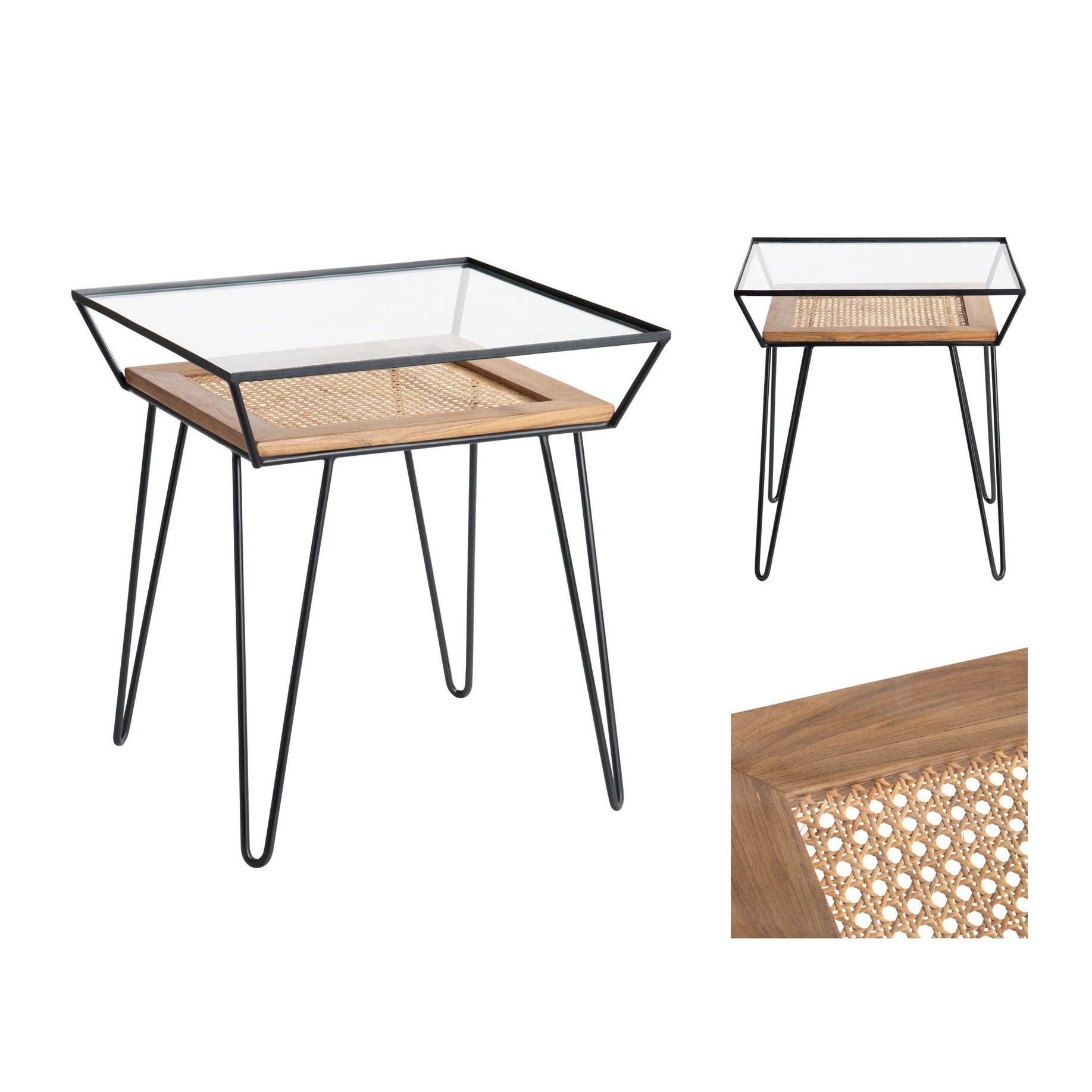 Crestview Collection Burnside Glass and Rattan End Table - Image 3