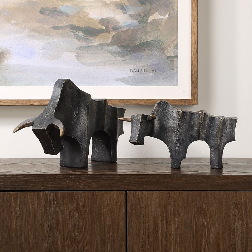 Uttermost Regal Bull Sculptures Set Of Two - Image 2