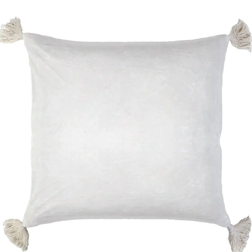 Pom Pom at Home Bianca White Velvet Square Pillow with Insert  ~ 20x20 ~ SWEETHEART SALE ~ LIMITED QUANTITY - Image 1