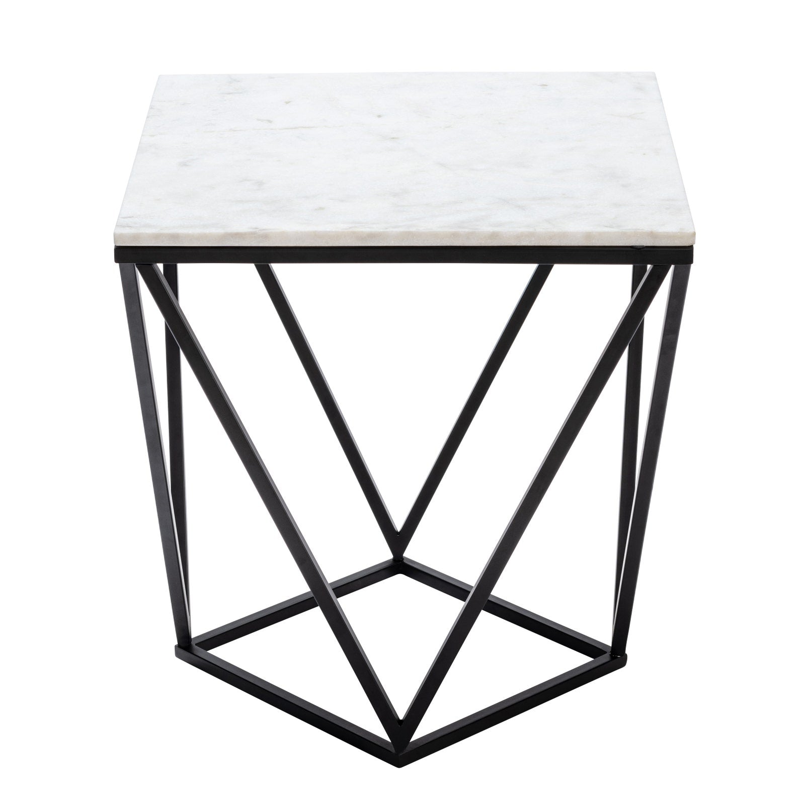 Crestview Collection Baxter White Marble and Black Metal End Table
