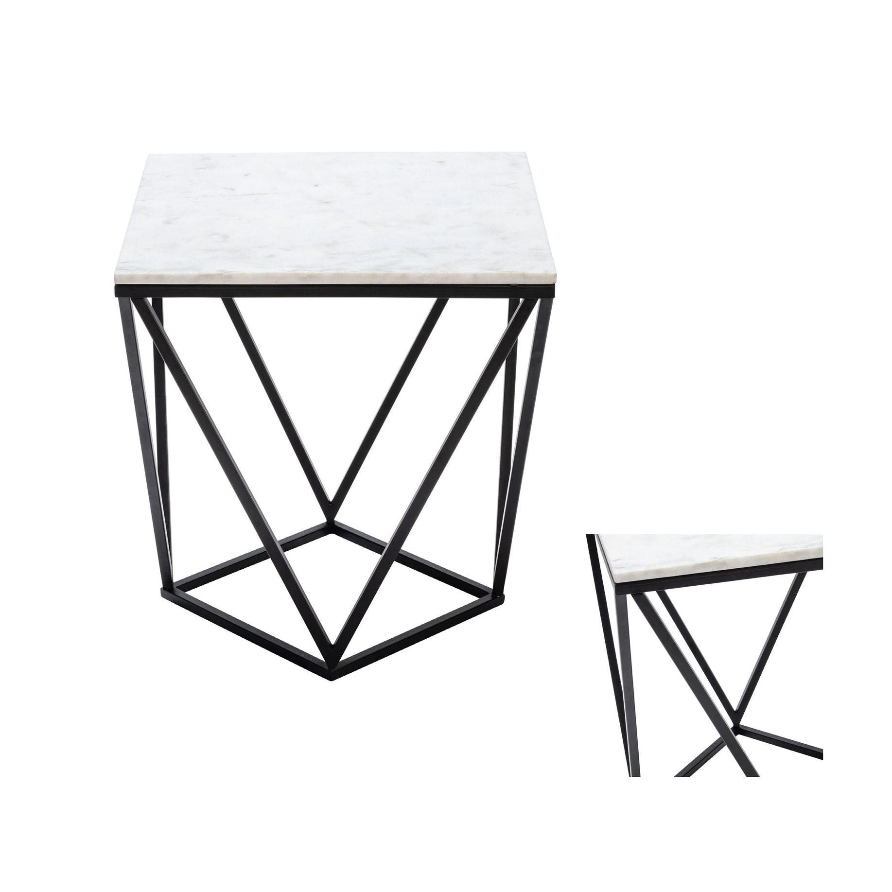 Crestview Collection Baxter White Marble and Black Metal End Table - Image 2