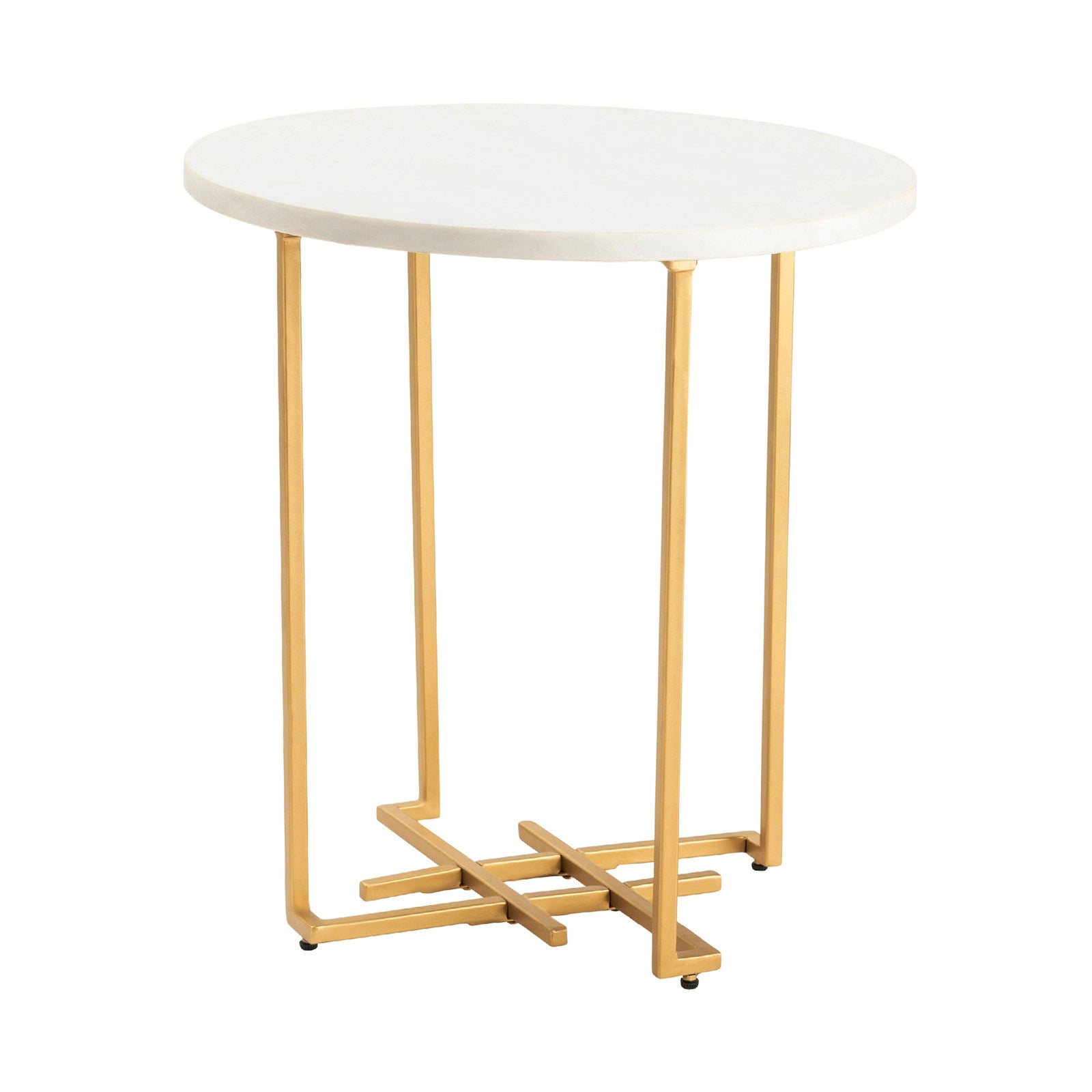 Crestview Collection Pembroke White Marble Round End Table - Image 1