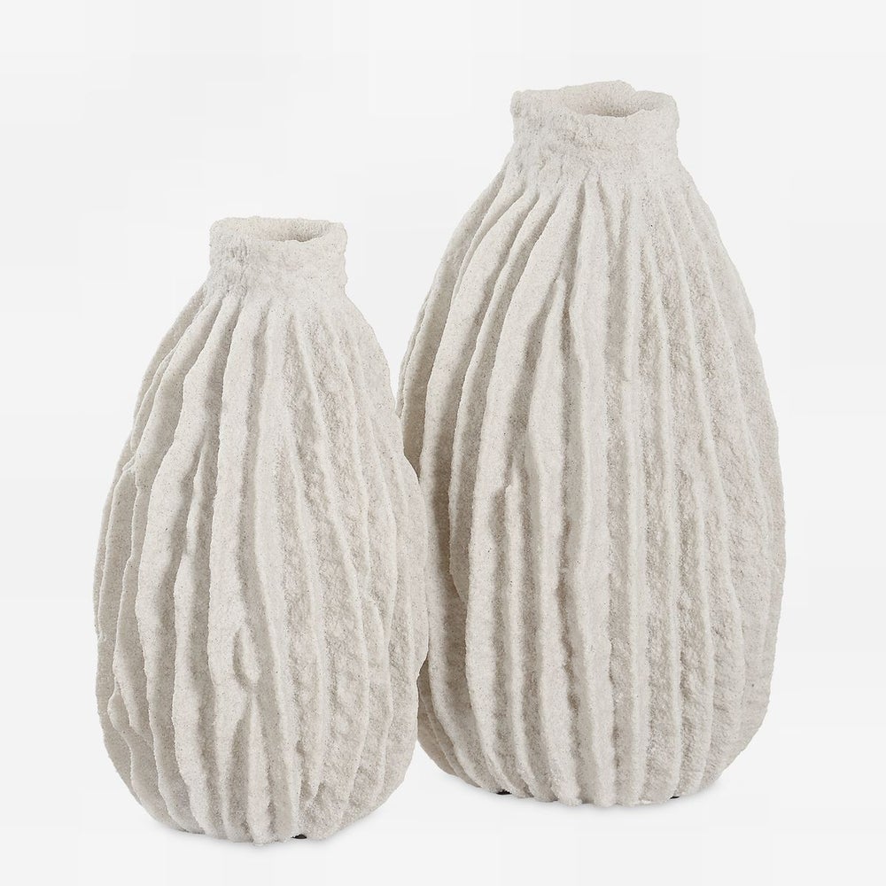 Uttermost Ivory Ridge Textured Vases Set Of Two - Image 2