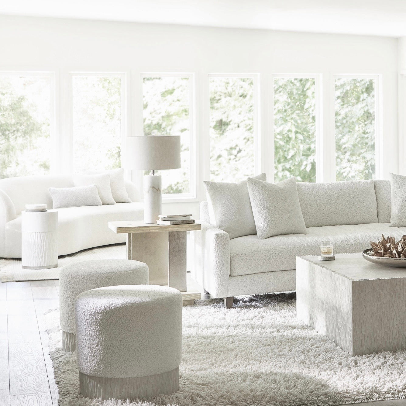 Bernhardt Solaria Collection Upholstered Round Ottoman - Image 3