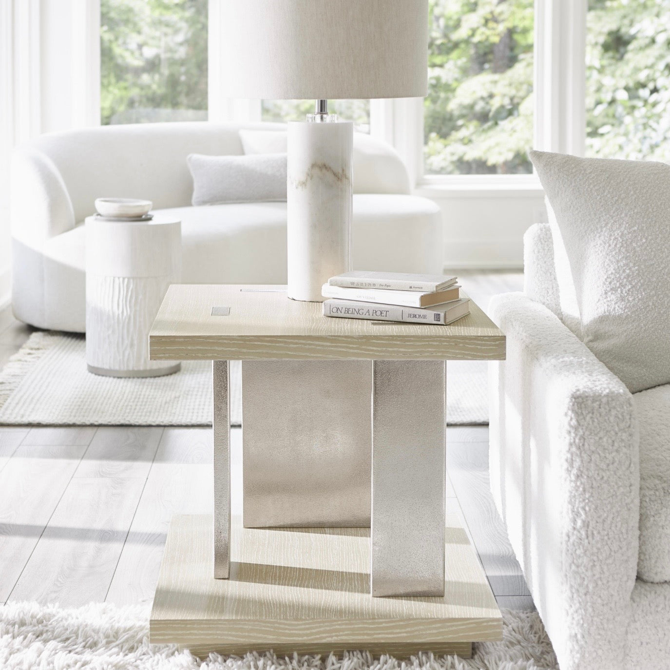 Bernhardt Solaria Collection Side Table ~ Plinth Wood Base - Image 1