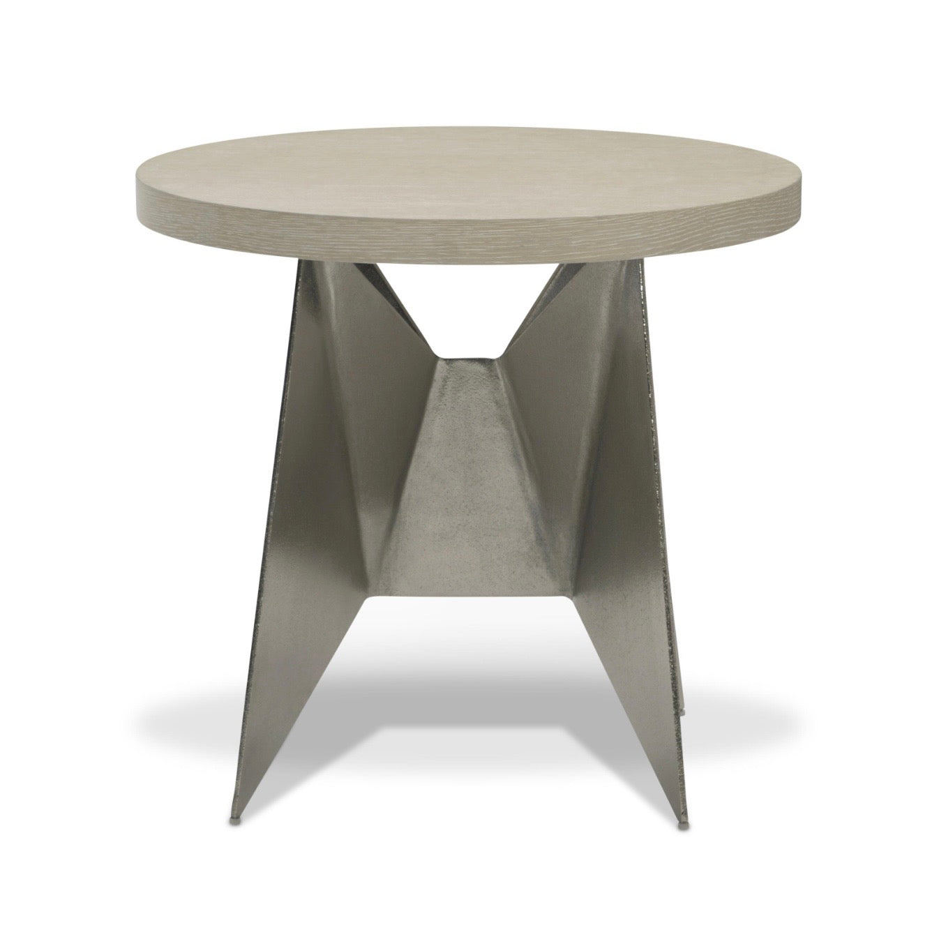 Bernhardt Solaria Collection Geometric Side Table ~ Shiny Nickel Base - Image 2
