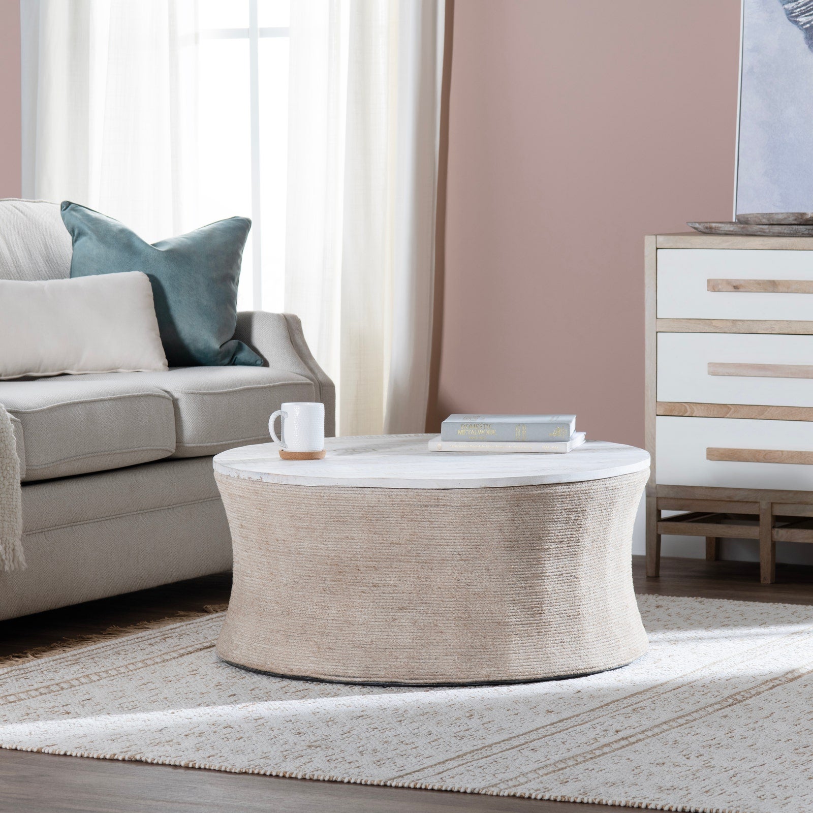 Crestview Collection Key Largo Mango Wood Wrapped in Rope Coffee Table - Image 1