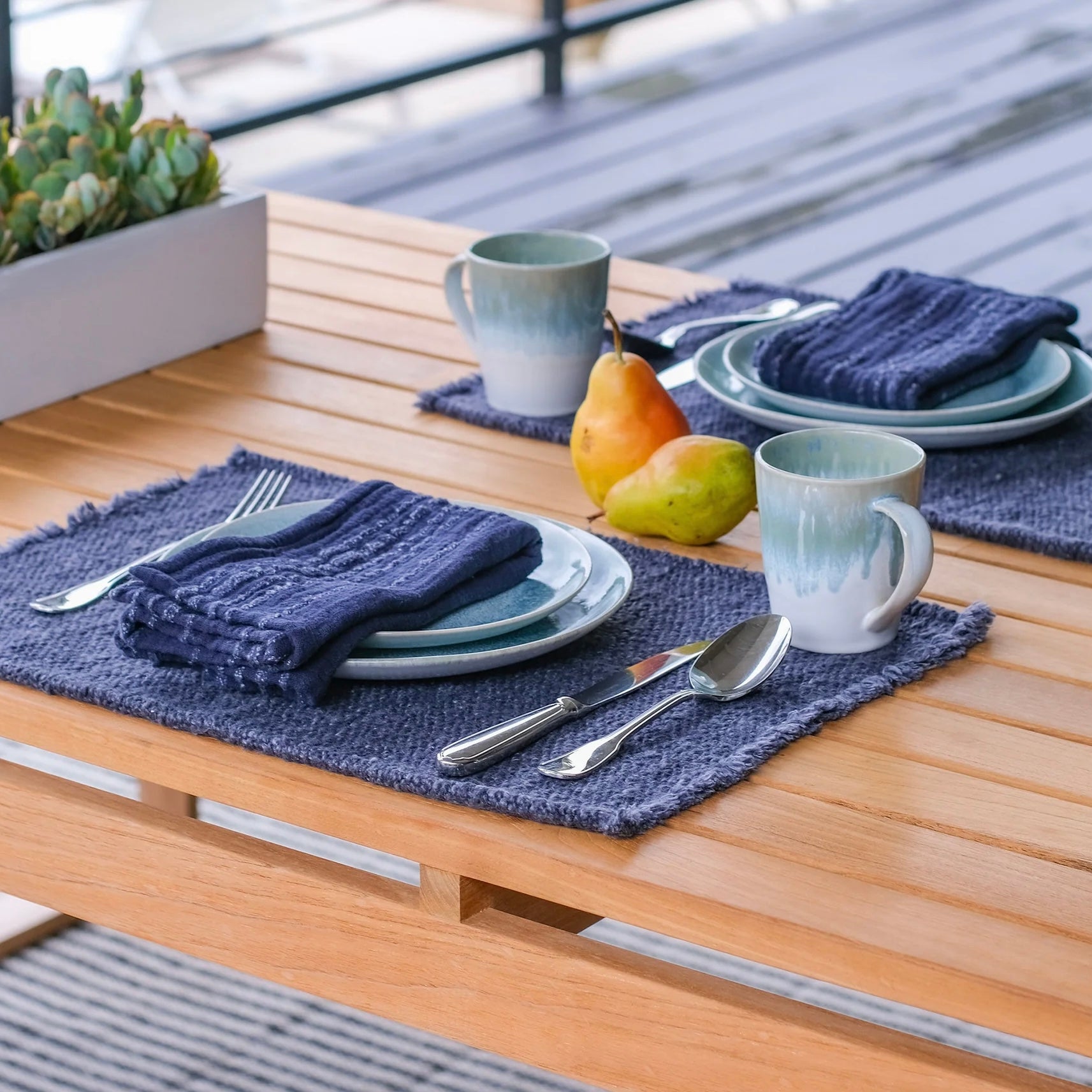 Pom Pom at Home Porter Navy Set of 4 Placemats ~ 13 x 19 - Image 1