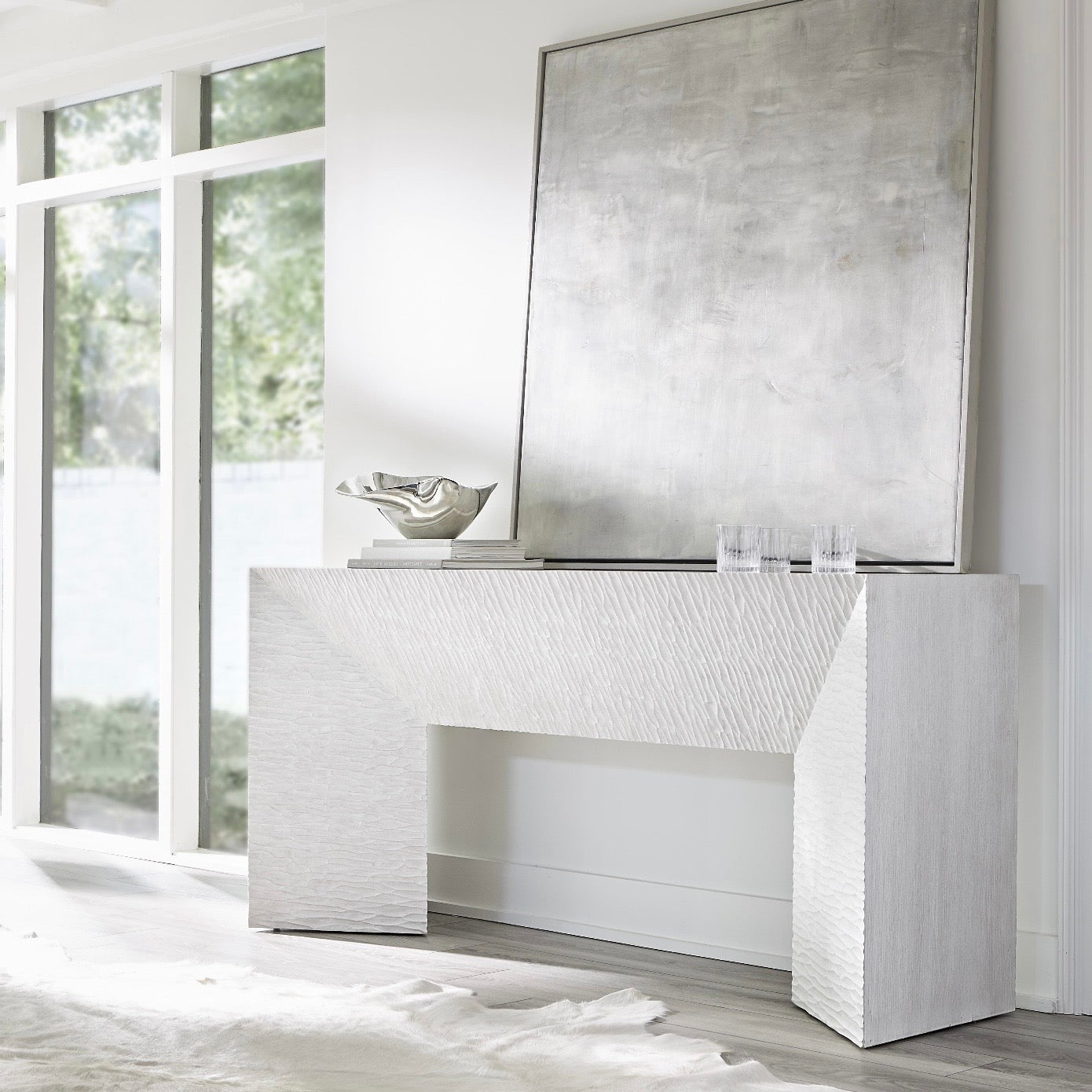 Bernhardt Solaria Collection Console Table ~ Weathered Bone Finish