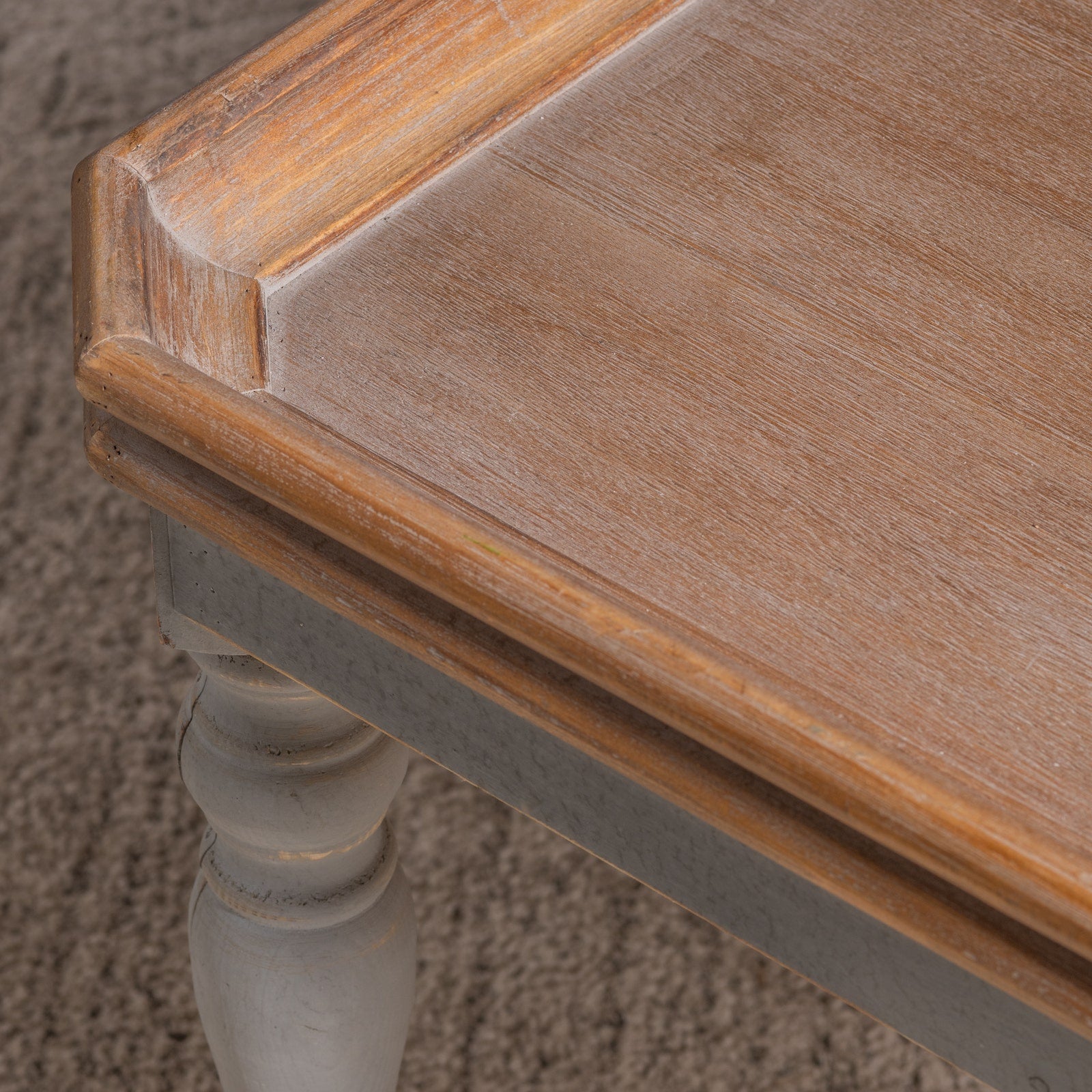 Crestview Collection Alyson Square Grey Wooden Coffee Table With Brown Top - Image 3